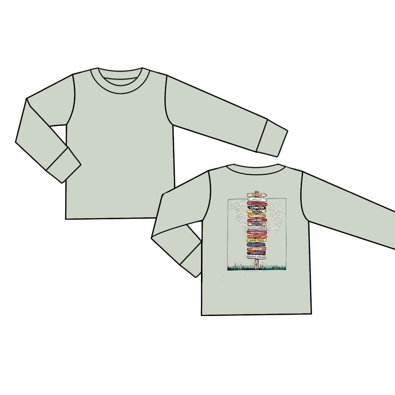 Pre-order Baby Boy Long Sleeves Green Street Sign Shirt Tops