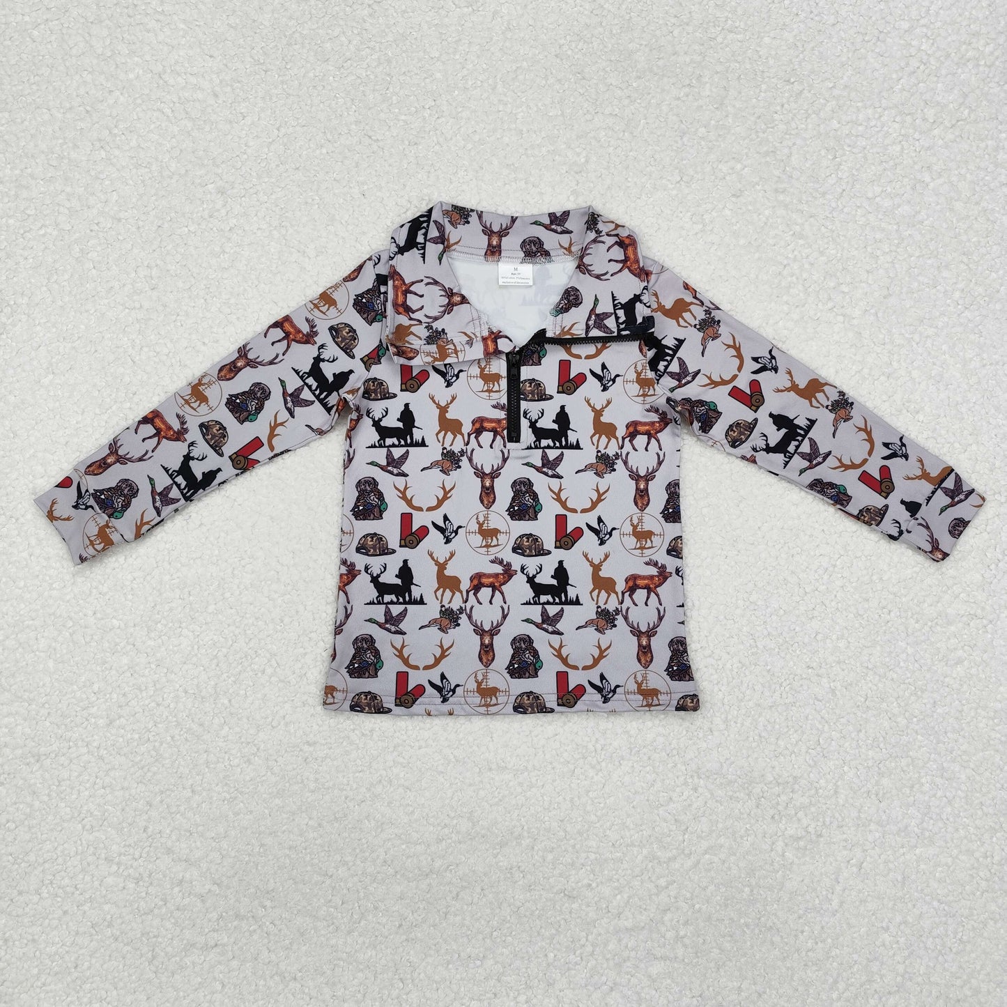 Sibling Baby Boys Kids Long Sleeves Camo Zipper Hunting Pullovers Shirts RTS
