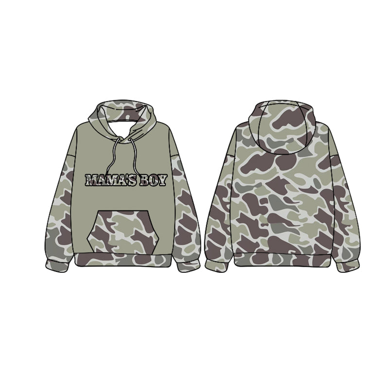 Pre-order Children Toddler Mama's Boy Green Camo Hooded Hunting Pullover Tops