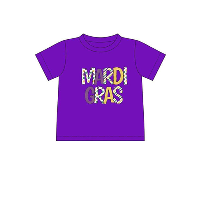 Pre-order Baby Boy Short Sleeves Mardi Gras Purple Tee Shirt
