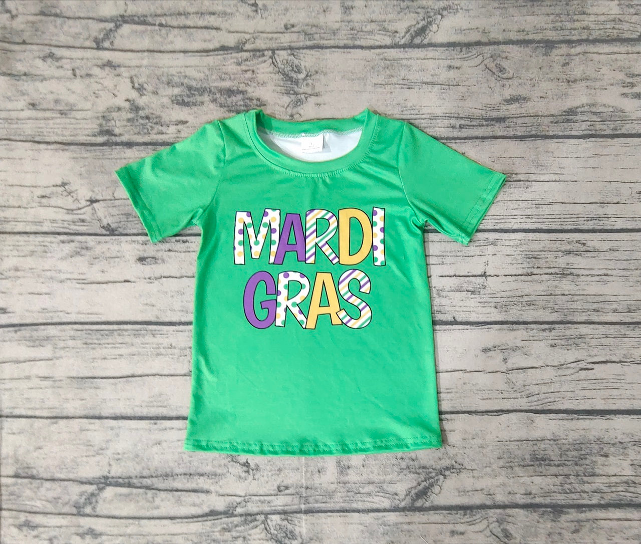 Baby Boy Short Sleeves Mardi Gras Green Tee Shirt