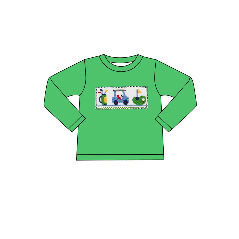 Pre-order Baby Boy Long Sleeves Green Golf Cart Tee Shirt