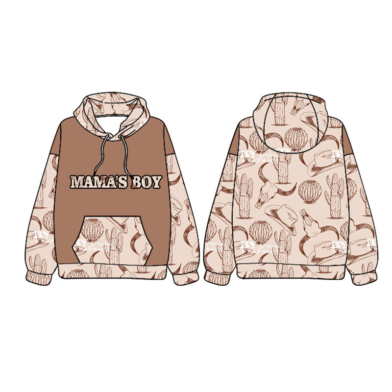 Pre-order Baby Kids Mama's Boy Hoodie Pocket Western Cows Shirt