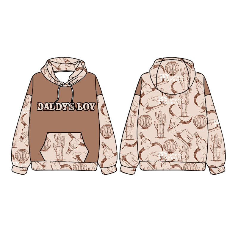Pre-order Baby Kids Daddy's Boy Hoodie Pocket Western Cows Shirt