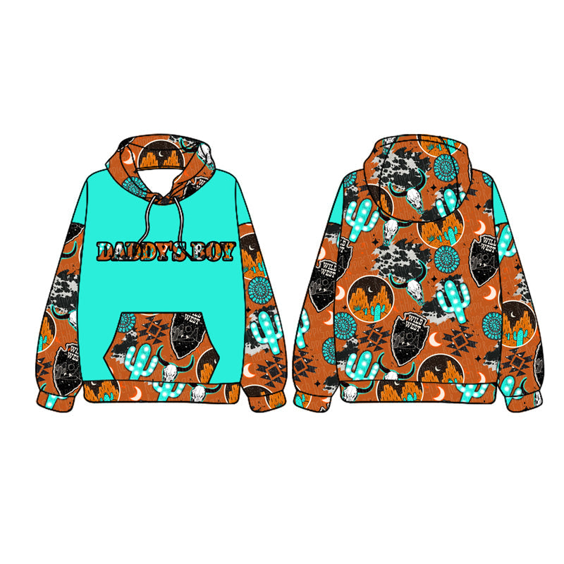 Pre-order Baby Kids Daddy's Boy Hoodie Pocket Western Cactus Shirt Tops