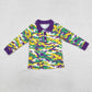 Sibling Kids Boys Long Sleeves Mardi Gras Zipper Buttons Pullovers Shirt Tops RTS