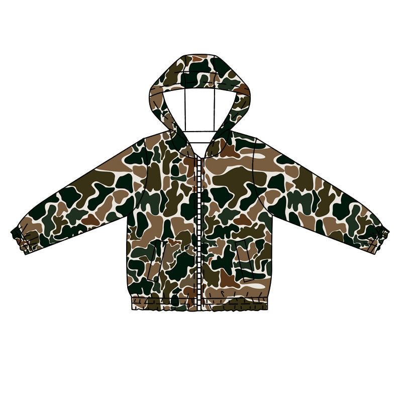 Pre-order Baby Boy Long Sleeves Brown Camo Hoodie Zipper Pocket Shirt