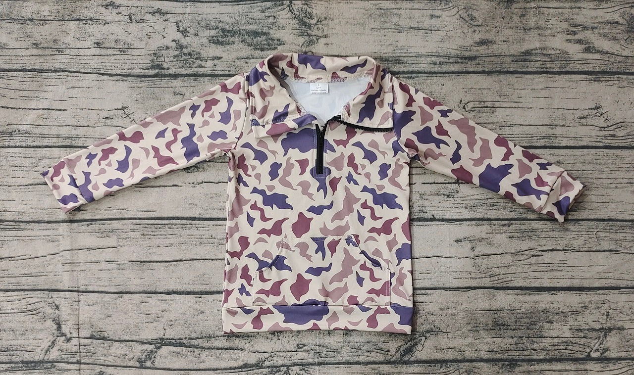 Baby Boy Camo Zipper Long Sleeves Pocket Pullover Shirt