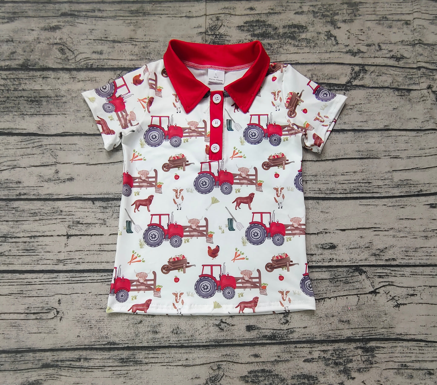 Pre-order Baby Boy Short Sleeves Farm Trucks Shirt Tops