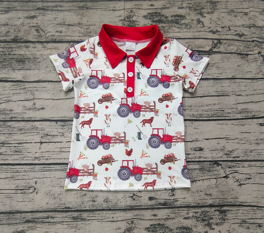 Pre-order Baby Boy Short Sleeves Farm Trucks Shirt Tops