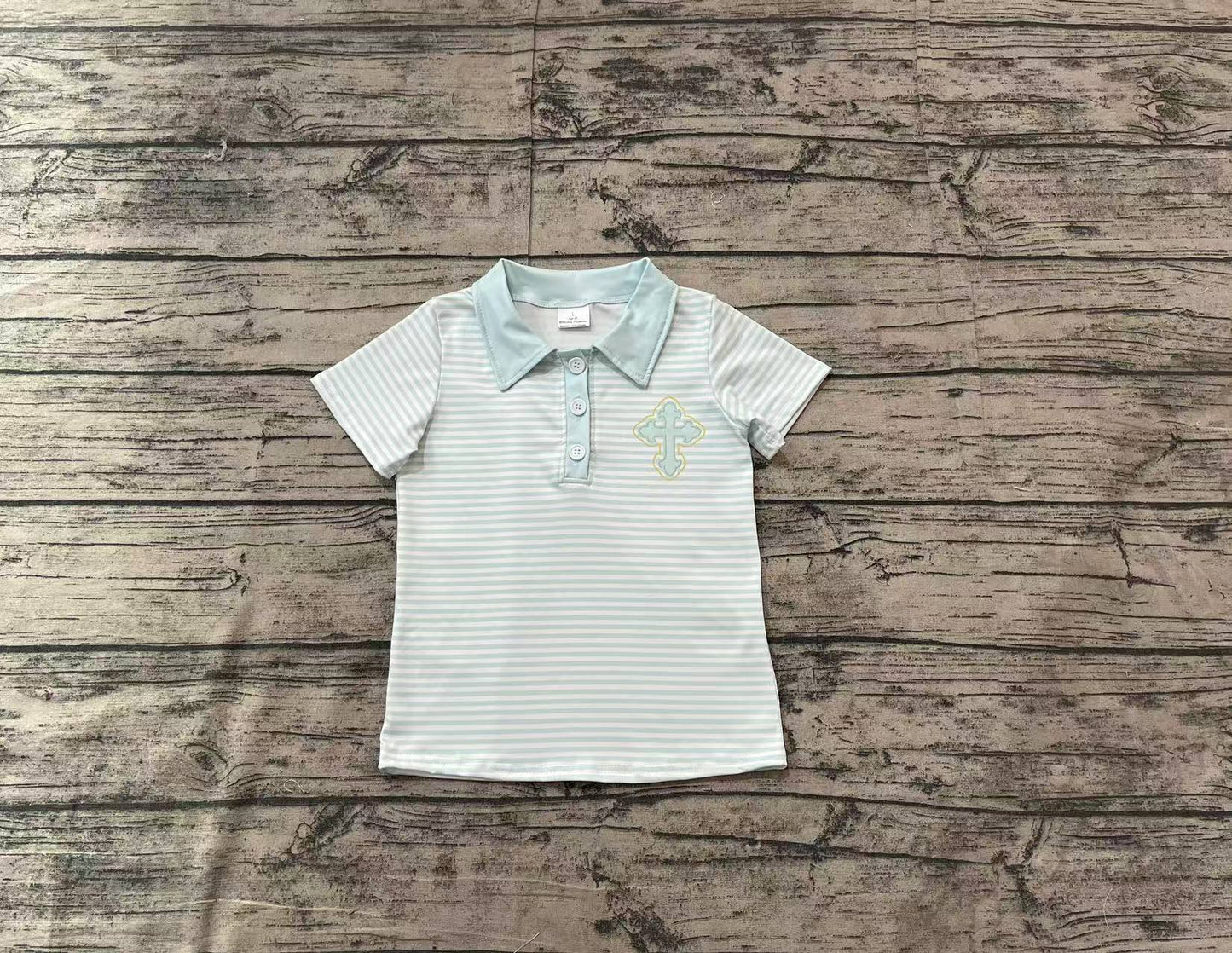 RTS Baby Boy Easter Short Sleeves Cross Green Shirt Tops