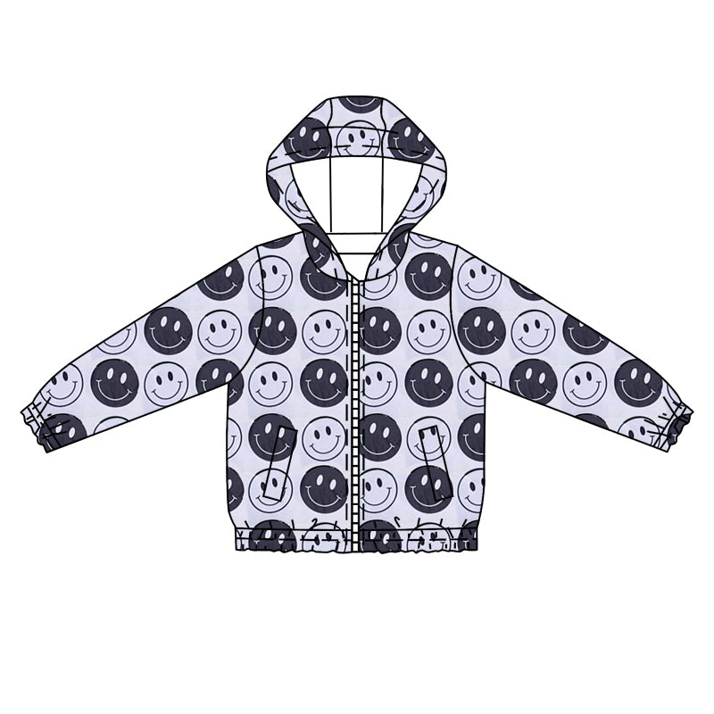 Preorder Baby Boy Long Sleeves Smile Hoodie Zipper Grey Coat Shirt