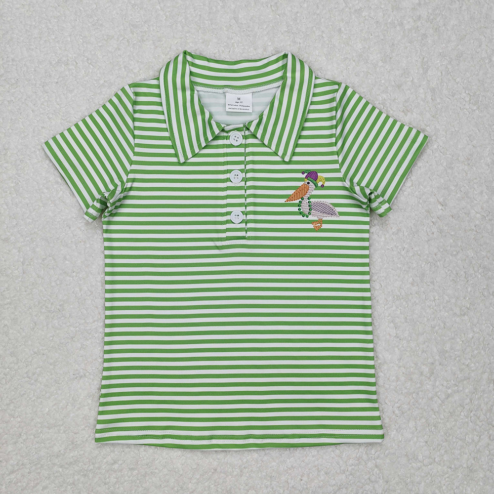 Baby Boy Short Sleeves Mardi Gras Stripes Sibling Tee Pullover Shirt