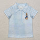 Sibling Boys Kids Short Sleeves Embroidery Rabbits Cross Eggs Easter Shirt Tops