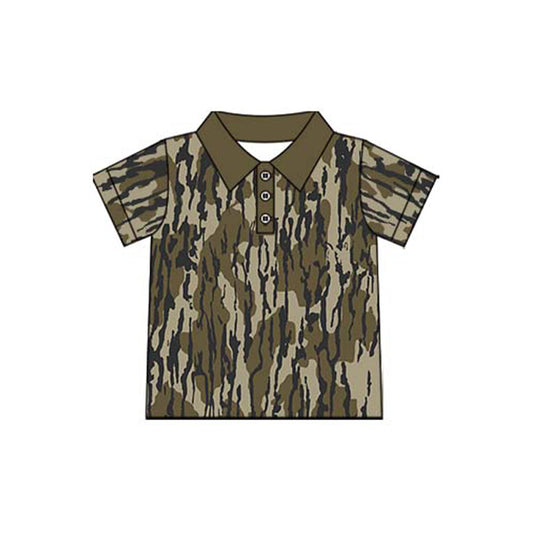 Preorder Baby Boy Short Sleeves Camo Buttons Tee Shirt