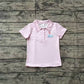 RTS Baby Boy Short Sleeves Whale Heart Pink Pullover Buttons Shirt