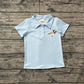 RTS Baby Boy Short Sleeves Duck Heart Blue Buttons Pullover Shirt