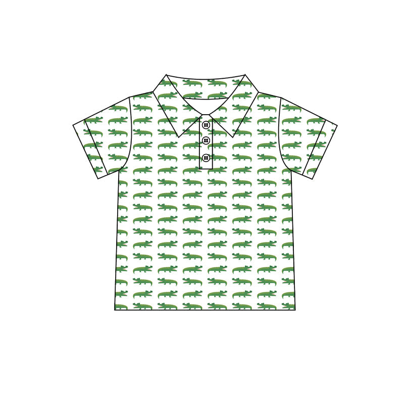 Preorder Baby Boy Short Sleeves Crocodile Buttons Pullover Shirt