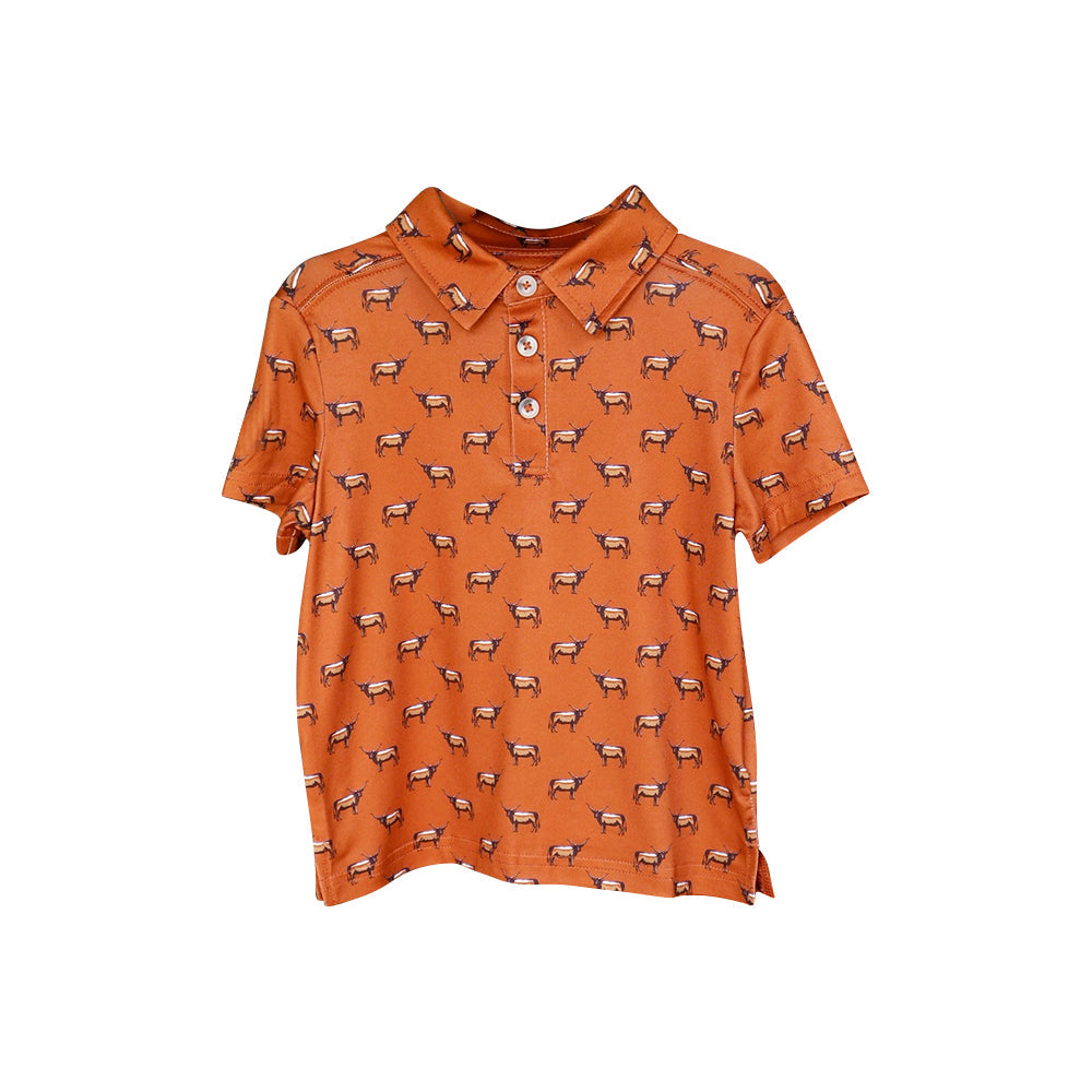 Preorder Baby Boy Short Sleeves Western Cows Pullover Buttons Shirt