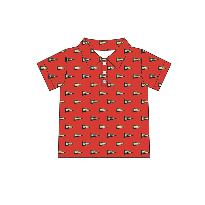 Preorder Baby Boy Short Sleeves Baseball Flag Buttons Shirt