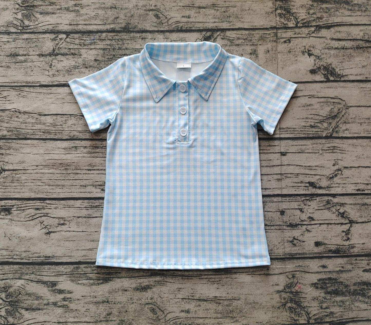 RTS Baby Boy Short Sleeves Blue Checkered Buttons Shirt Tops