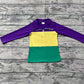 Baby Boy Long Sleeves Mardi Gras Purple Yellow Green Zipper Tee Shirt Tops