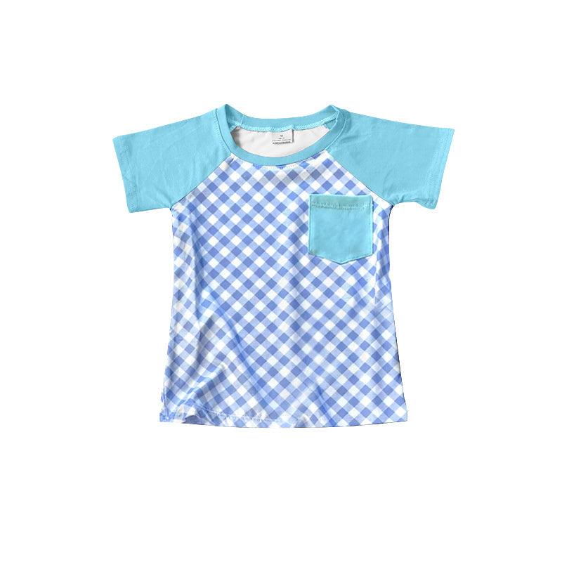 Preorder Baby Boy Short Sleeves Easter Checkered Pocket Tee Shirt Tops