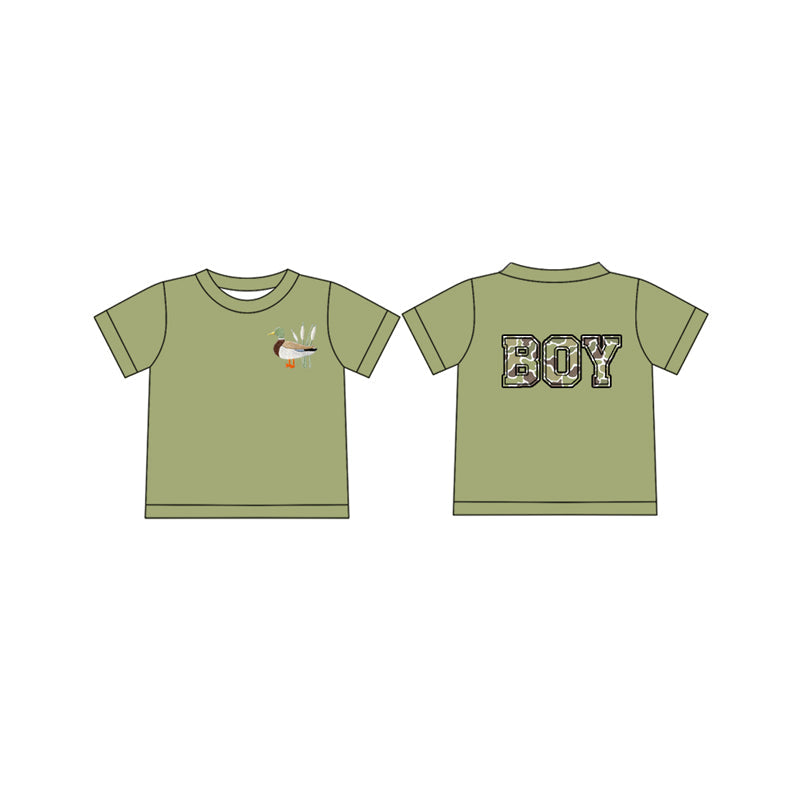 Preorder Baby Boy Green Short Sleeves Duck Camo Tee Shirt Tops