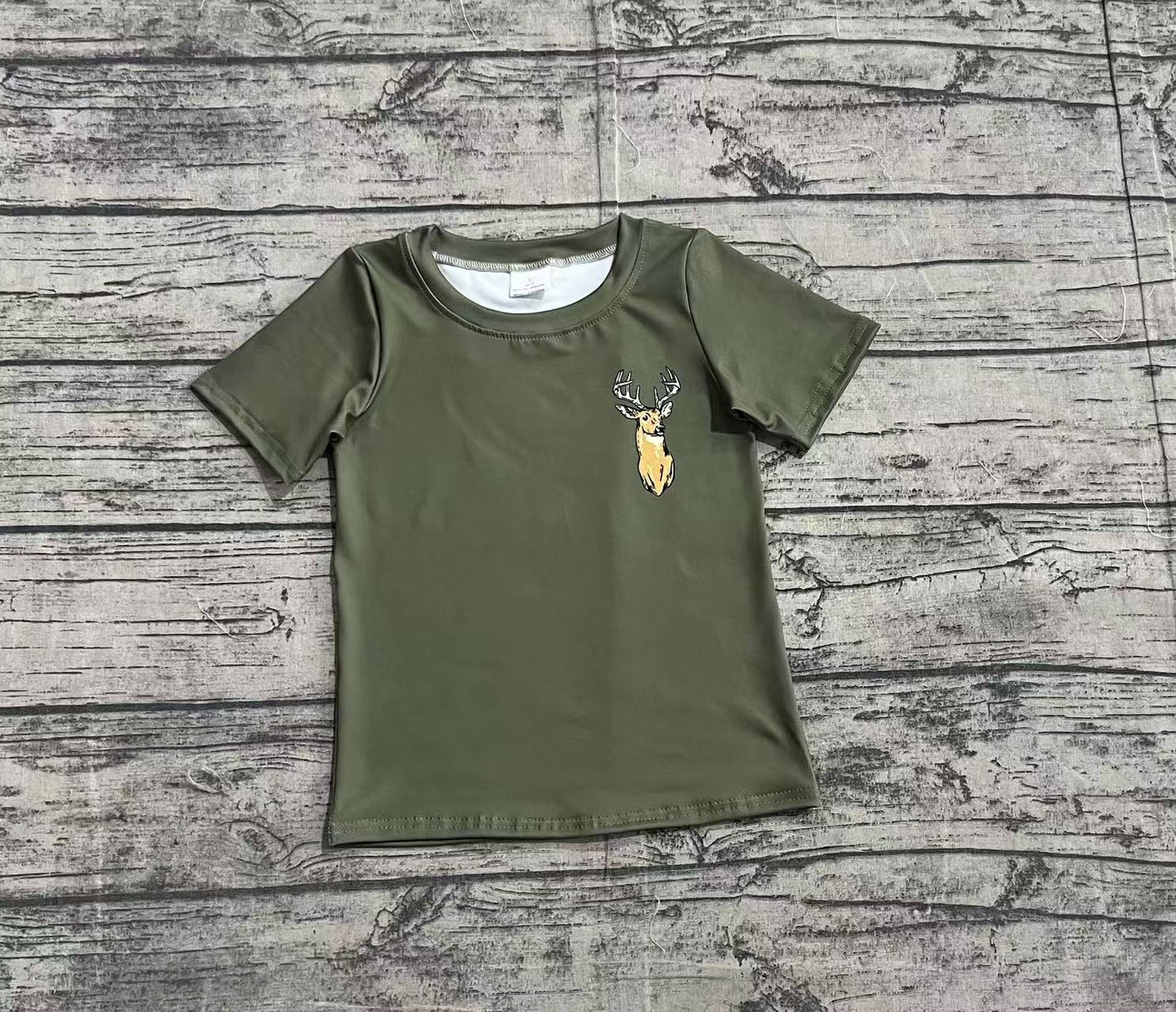 Baby Boy Short Sleeves Deer Camo Green Tee Shirt Tops RTS