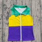 Baby Kids Toddler Mardi Gras Stripes Zipper Vest Shirt RTS