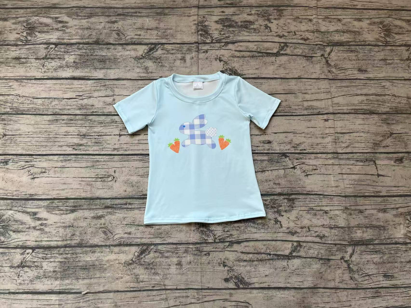 Preorder Baby Boy Blue Short Sleeves Easter Rabbit Carrot Shirt Tops ( No moq )