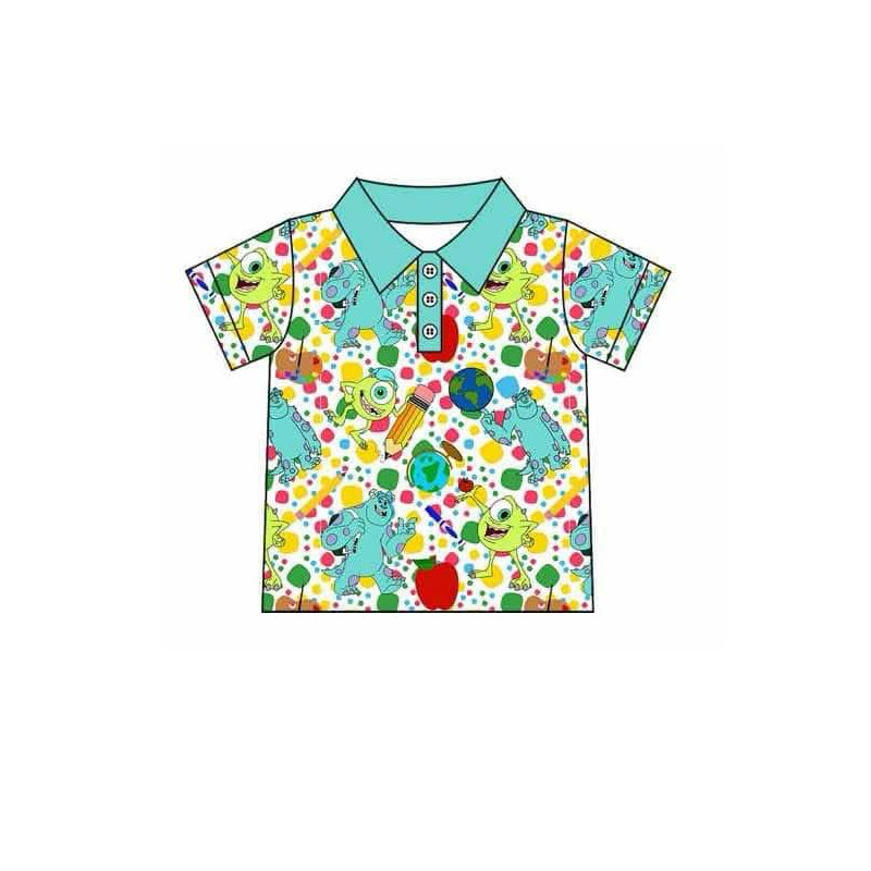 Baby Boy Short Sleeves Monster Pencil Buttons Shirt Tops ( Moq 5 )