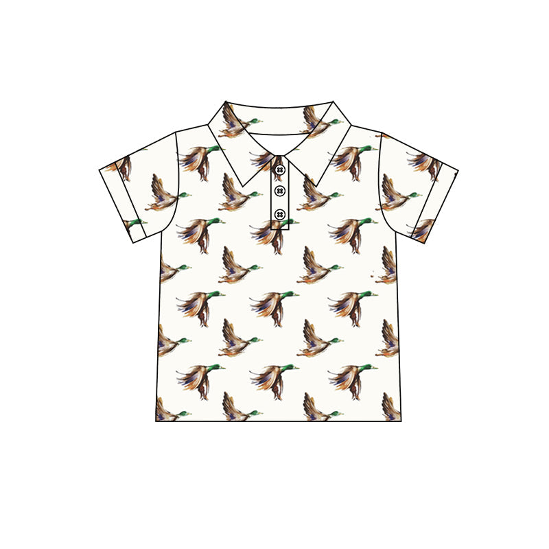 Preorder Baby Boy Short Sleeves Ducks Buttons Shirt Tops ( Moq 5 )