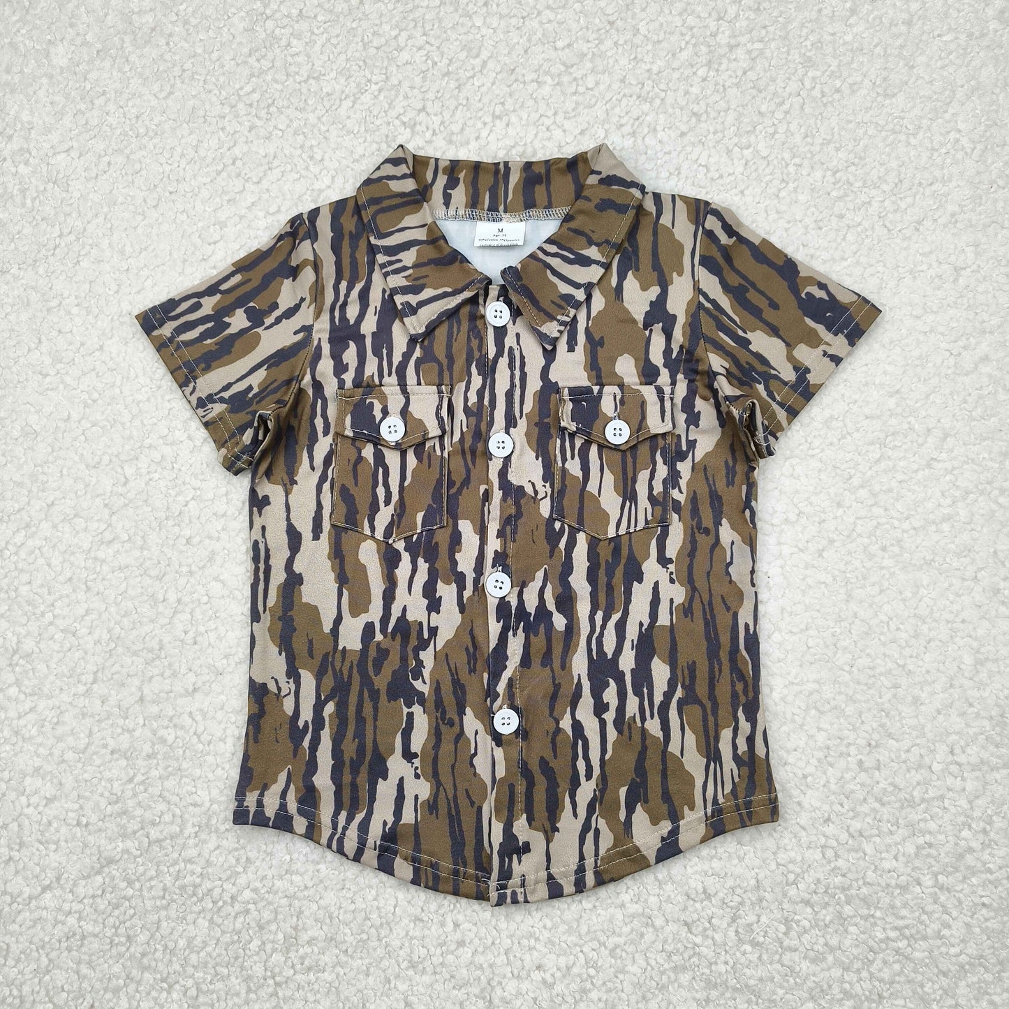 Baby Boy Short Sleeves Buttons Pockets Camo Shirt Sibling Clothes Tops RTS
