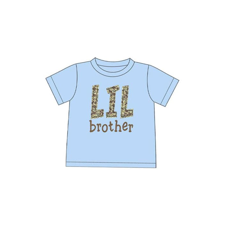 Preorder Baby Boy Short Sleeves Camo Littler Brother Blue Shirt Tops ( Moq 5 )