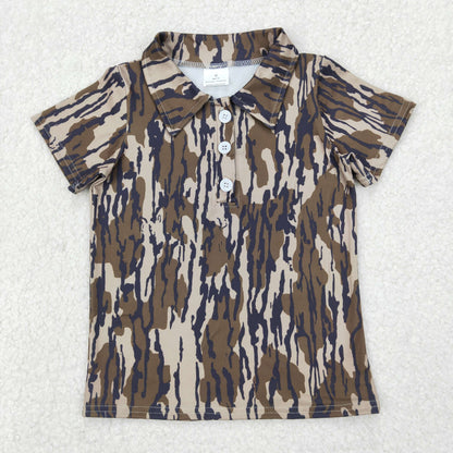 ( No. 5-9 ) Baby Boy Toddler Short Sleeves Buttons Camo Tee Sibling Shirt Tops RTS