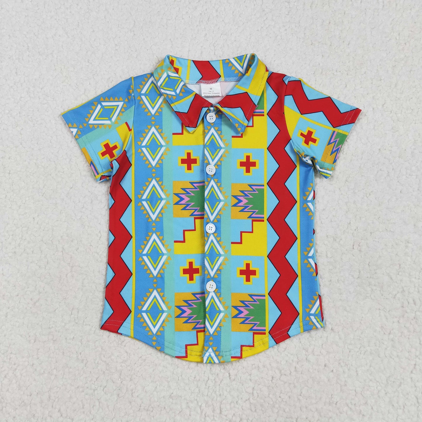 Sibling Baby Boys Kids Short Sleeve Western Print Buttons Shirts Tops