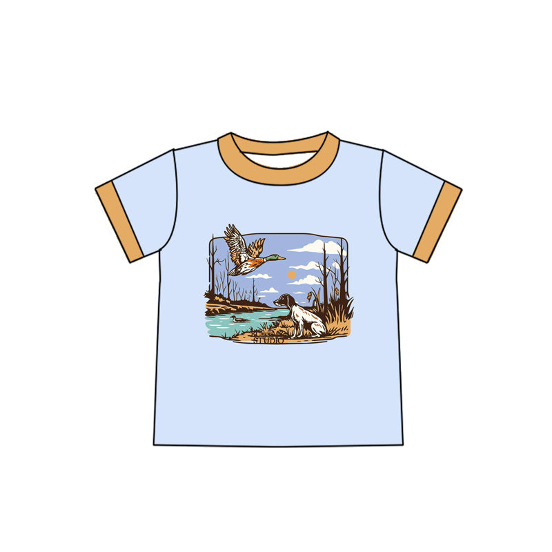 Preorder Baby Boy Short Sleeves Duck Dog Shirt Tops ( Moq 5 )
