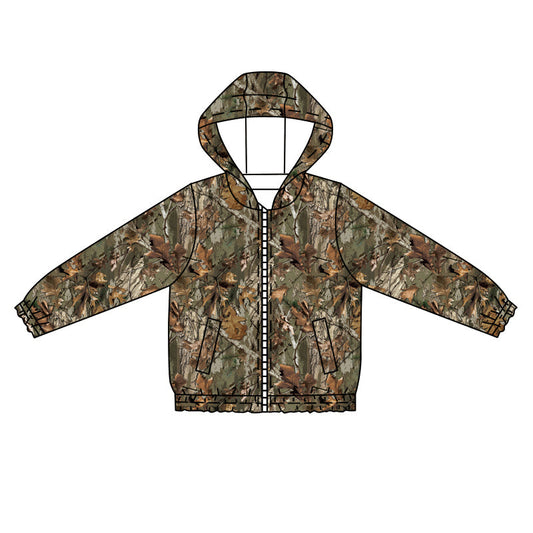 ( Moq 5 ) Preorder Baby Boy Long Sleeves Camo Pockets Hoodie Zipper Tops