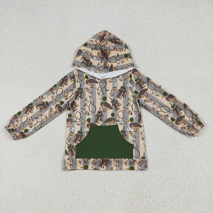 Baby Boy Long Sleeves Ducks Dogs Camo Pockets Hoodie Hunting Shirt Tops Clothes RTS