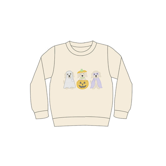 ( Moq 5 ) Preorder Baby Kids Long Sleeves Ghost Pumpkin Dog Halloween Shirt Tops