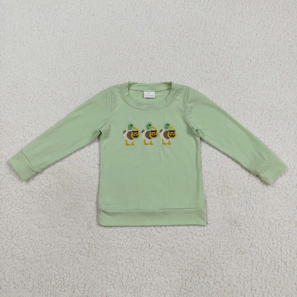 Sibling Boys Kids Embroidery Ghosts Ducks Pumpkins Halloween Shirt Tops