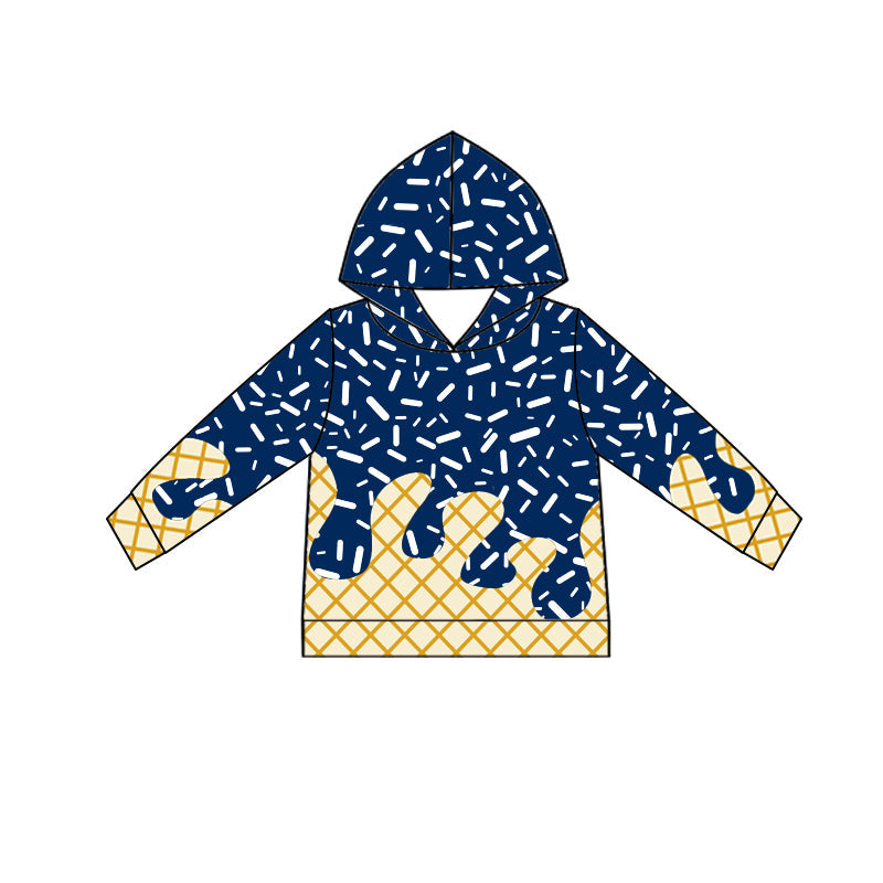 ( Moq 5 ) Preorder Baby Kids Toddler Long Sleeves Drips Team Blue Hoodie Shirt Tops