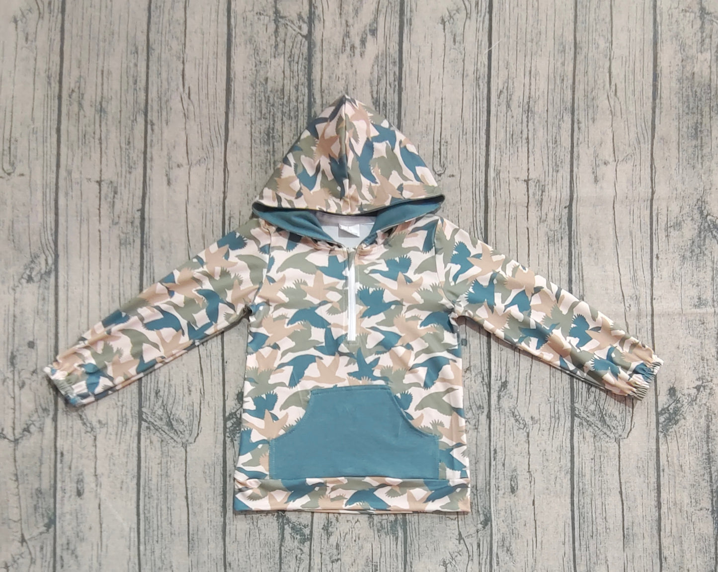 ( No moq ) Preorder Baby Boy Long Sleeves Ducks Hoodie Zipper Camo Shirt