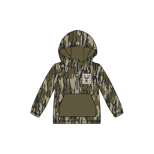 ( Moq 5 ) Preorder Baby Boy Long Sleeves Deer Hoodie Zipper Camo Shirt