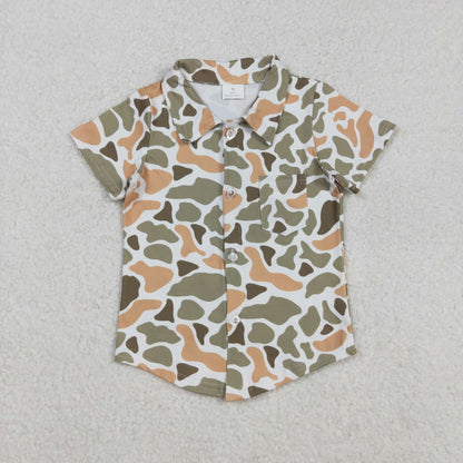 Sibling Boys Kids Green Orange Camo Hunting Shirt Pajamas Set Clothes RTS