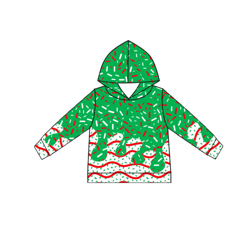 ( Moq 5 ) Preorder Baby Kids Toddler Green Long Sleeves Cookie Christmas Hoodie Drips Shirt Tops