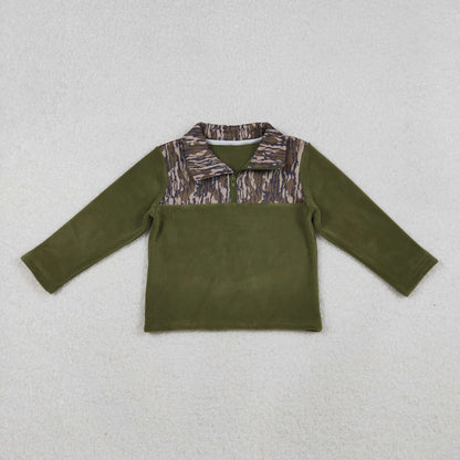 Sibling Baby Boys Girls Long Sleeves Camo Bows Santa Zipper Fleece Pullover Shirts Tops RTS