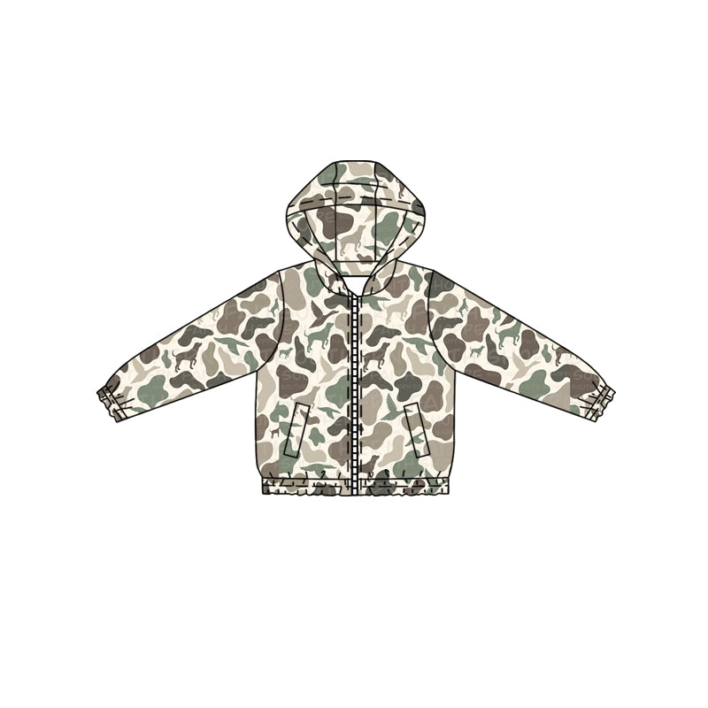 ( Moq 5 ) Preorder Baby Boy Long Sleeves Ducks Dogs Camo Pockets Hoodies Shirt