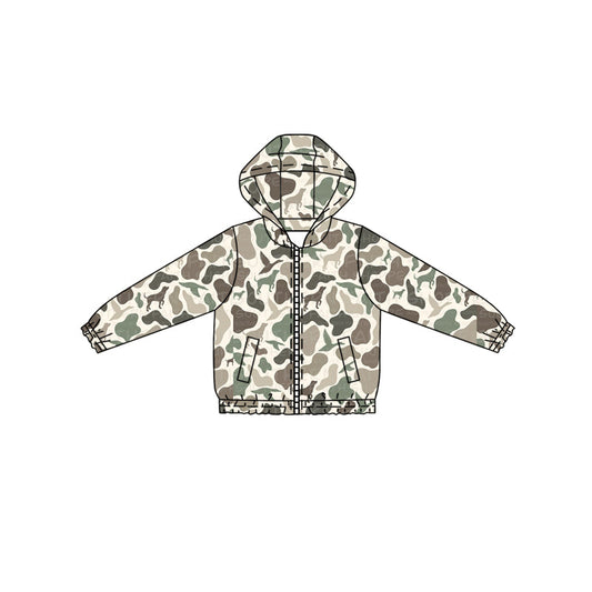( Moq 5 ) Preorder Baby Boy Long Sleeves Ducks Dogs Camo Pockets Hoodies Shirt
